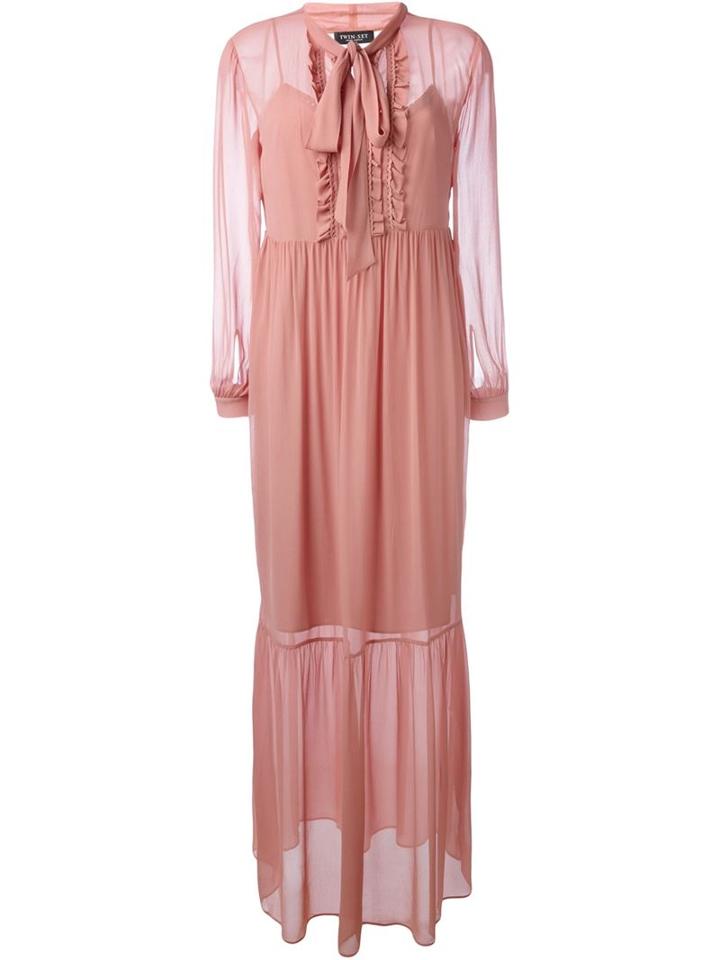 Twin-set Pussy Bow Longsleeved Maxi Dress