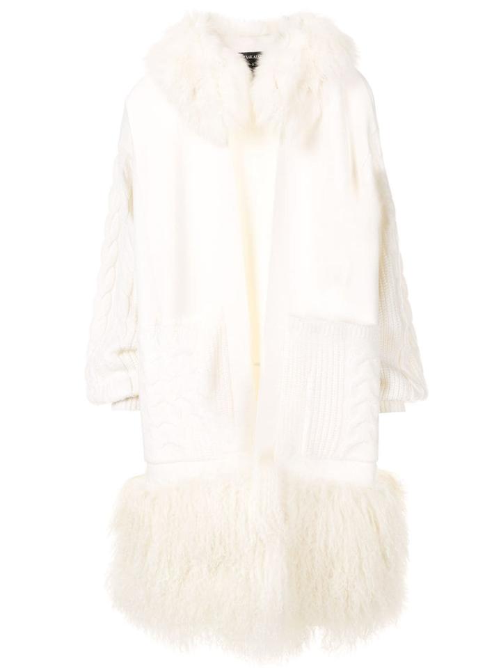 Izaak Azanei Faux Fur Trimmed Cardi-coat - White