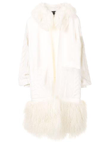Izaak Azanei Faux Fur Trimmed Cardi-coat - White