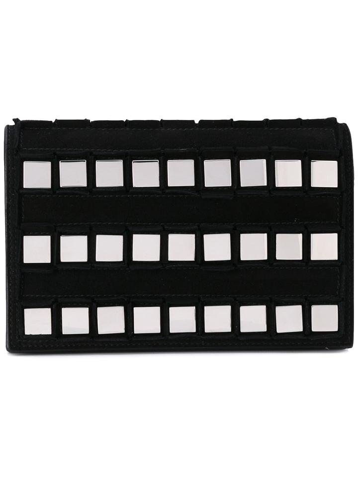 Tomasini - Square Studded Clutch - Women - Calf Suede/glass - One Size, Black, Calf Suede/glass