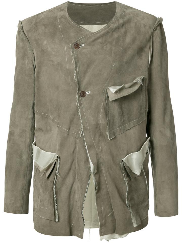 Sulvam - Biker Jacket - Men - Cupro/goat Suede - Xl, Grey, Cupro/goat Suede