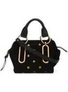 See By Chloé Small 'paige' Tote, Women's, Black, Calf Leather/cotton/suede/metal