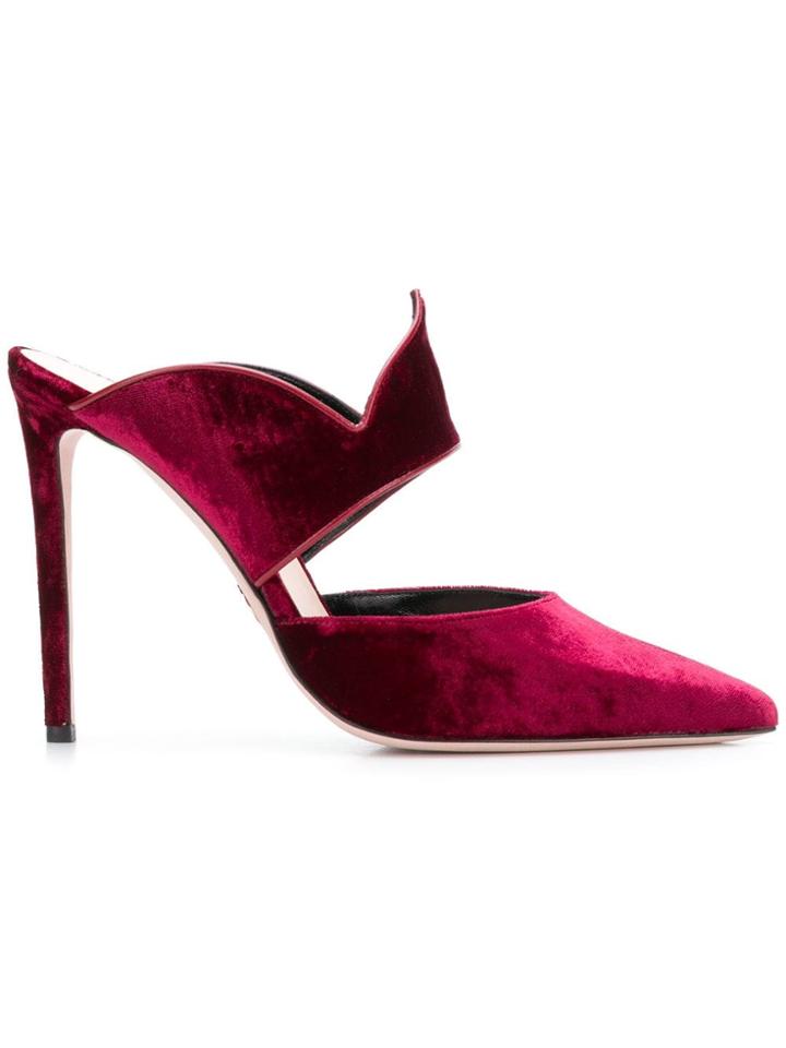 Oscar Tiye Cut Out Mules - Red