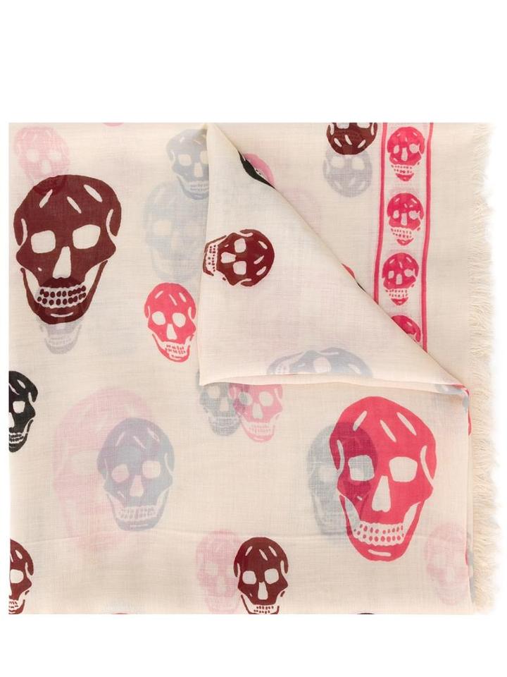 Alexander Mcqueen 'skull' Scarf, Women's, Nude/neutrals, Silk/modal