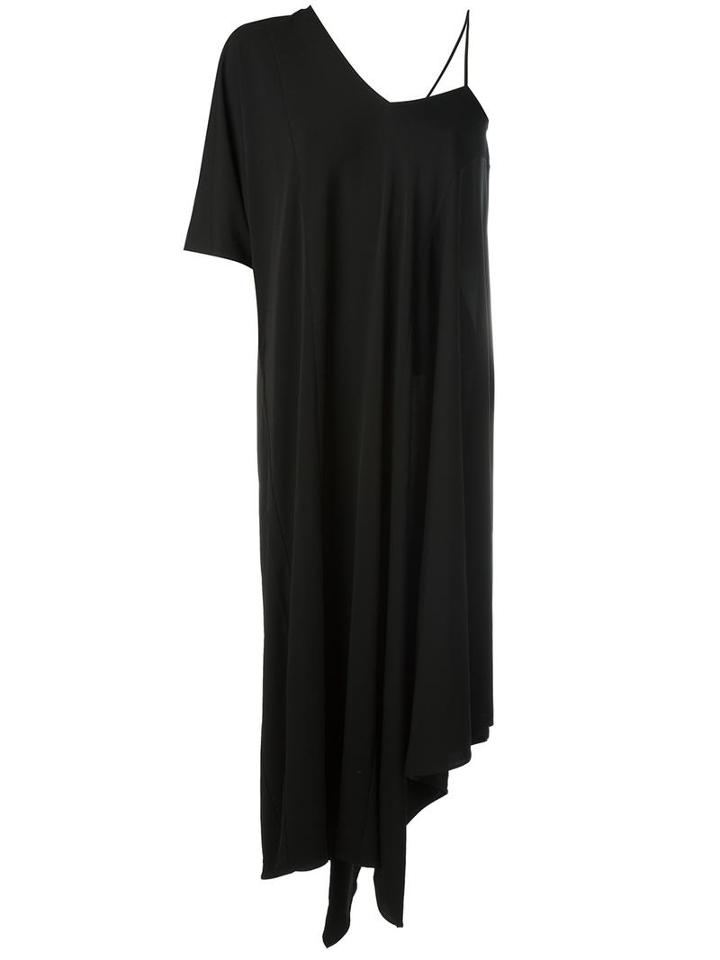 Maison Margiela Draped Sleeve Asymmetric Dress, Women's, Size: 38, Black, Viscose