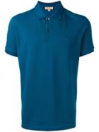 Burberry Check Placket Cotton Piqué Polo Shirt - Blue