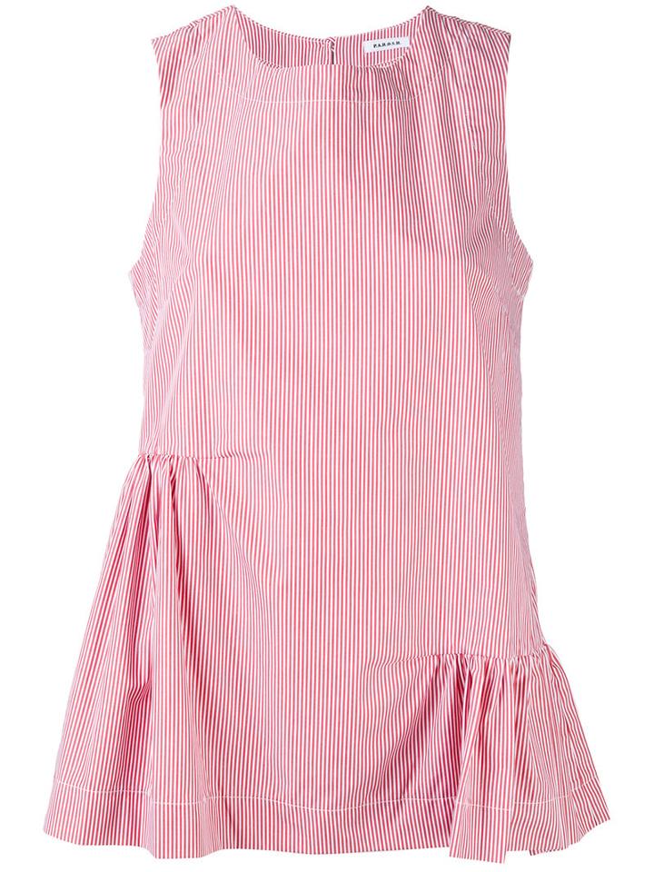 P.a.r.o.s.h. Ruched Pinstripe Blouse, Women's, Red, Cotton