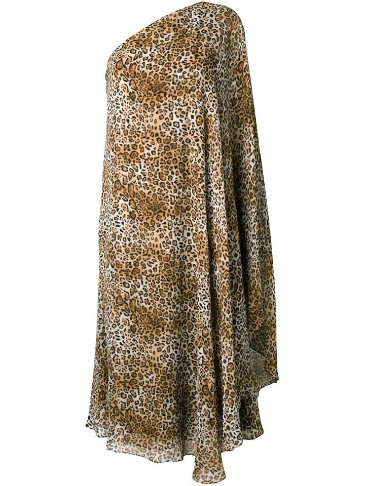 Saint Laurent Leopard Print One-shoulderdress