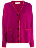 Marni Contrasting Piping Detailed Cardigan - Purple