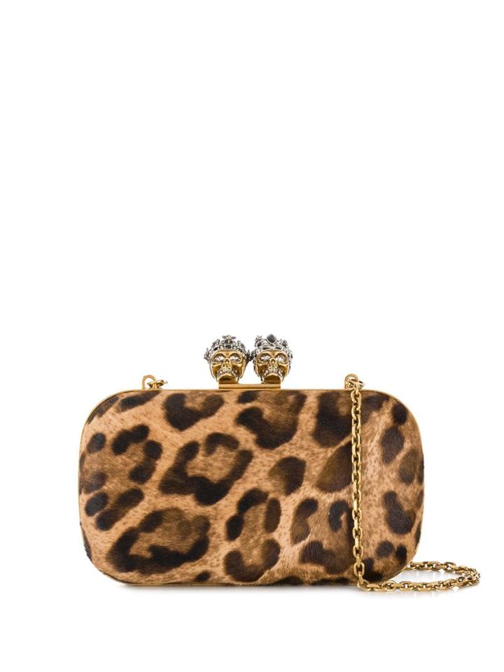 Alexander Mcqueen King Queen Leopard Clutch - Neutrals