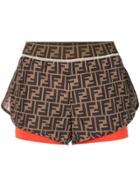 Fendi Layered Ff Logo Shorts - Brown