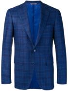 Canali Check Pattern Classic Jacket - Blue