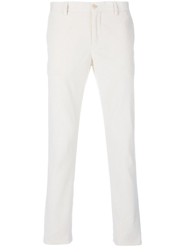 Etro - Ribbed Tapered Trousers - Men - Cotton - 48, White, Cotton