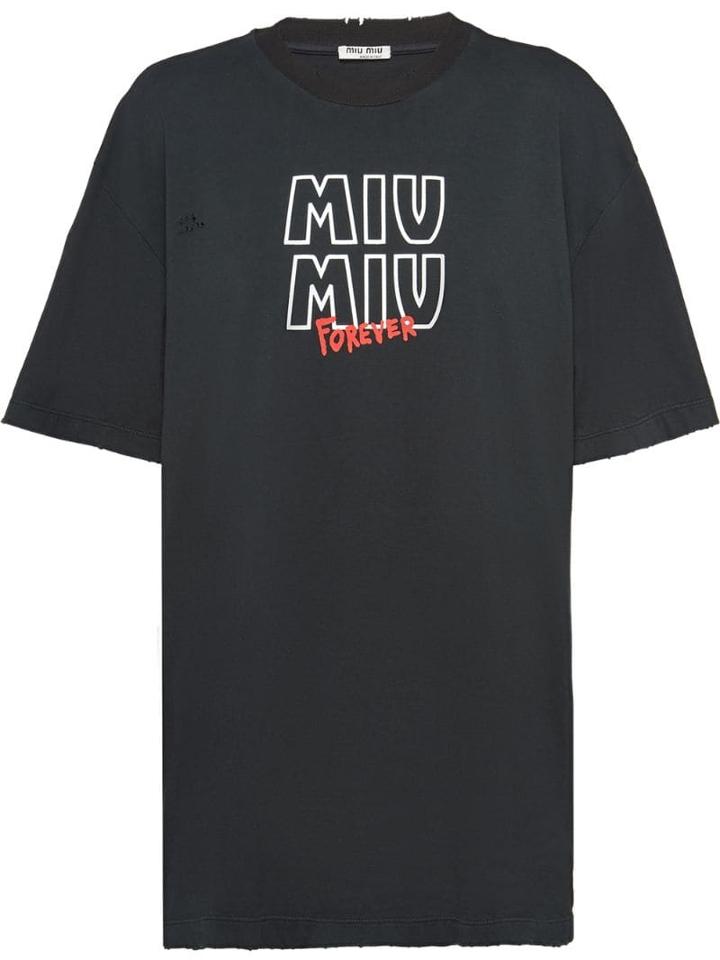 Miu Miu Noir Print T-shirt - Black