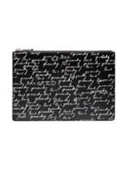 Givenchy Medium Iconic Sign Print Leather Pouch - Black