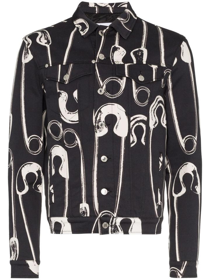Moschino Safety Pin Print Denim Jacket - Black