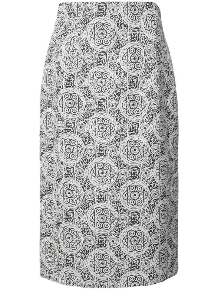 Creatures Of The Wind Patterned Straight Skirt, Women's, Size: 8, Black, Cotton