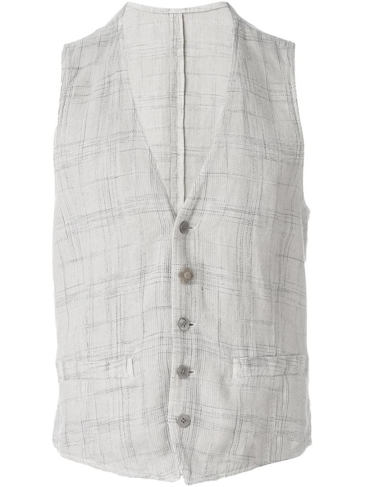 Lardini Buttoned Waistcoat, Men's, Size: 50, Nude/neutrals, Linen/flax/cotton