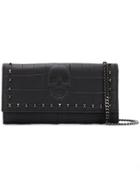 Philipp Plein Embossed Skull Clutch Bag - Black