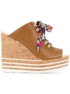 Hogan Colour Lace Wedge Sandals - Brown