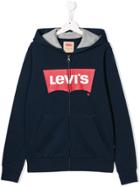 Levi's Kids Logo Print Zipped Hoodie - Blue