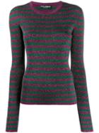 Dolce & Gabbana Glitter-effect Striped Knit Top - Green