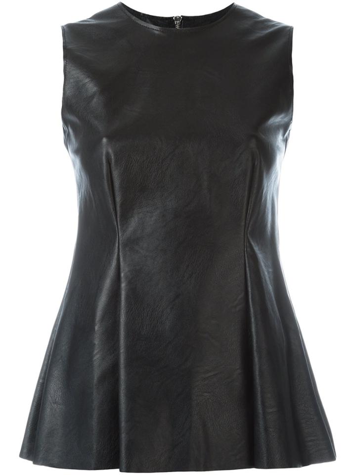 Mm6 Maison Margiela Fake Leather Sleeveless Top - Black