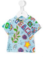 Moschino Kids Peace Print T-shirt, Boy's, Size: 18-24 Mth, Blue