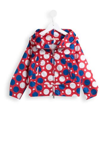Marni Kids Polka Dot Hooded Jacket, Girl's, Size: 12 Yrs, Red