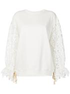 See By Chloé Lace Sleeve Sweatshirt - Nude & Neutrals