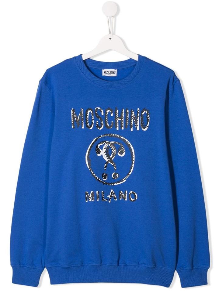 Moschino Kids Teen Scribble Print Sweater - Blue