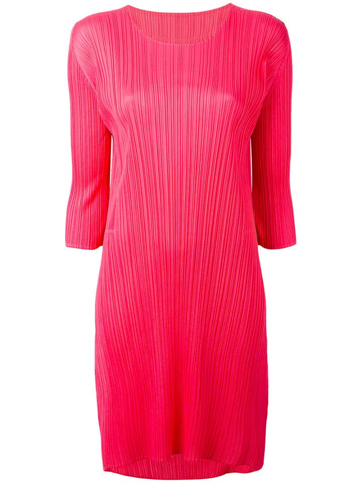 Pleated Shift Dress - Women - Polyester - 3, Pink/purple, Polyester, Pleats Please By Issey Miyake