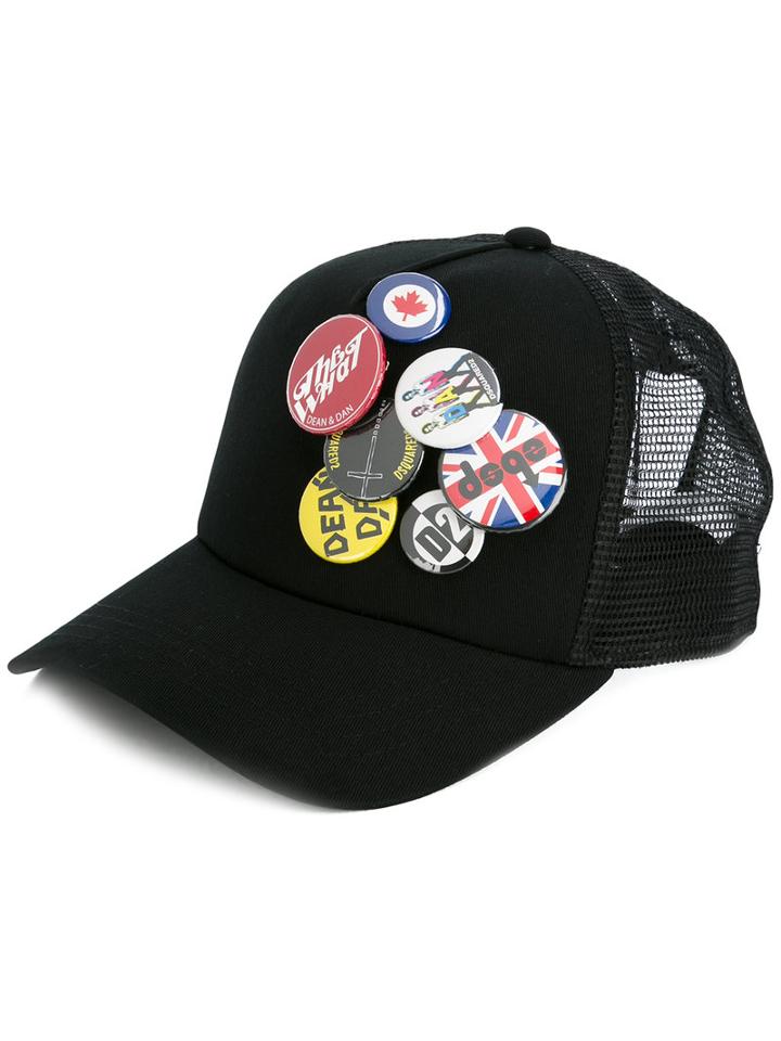 Dsquared2 - D2 Mixed Pins Cap - Men - Cotton/polyester - One Size, Black, Cotton/polyester
