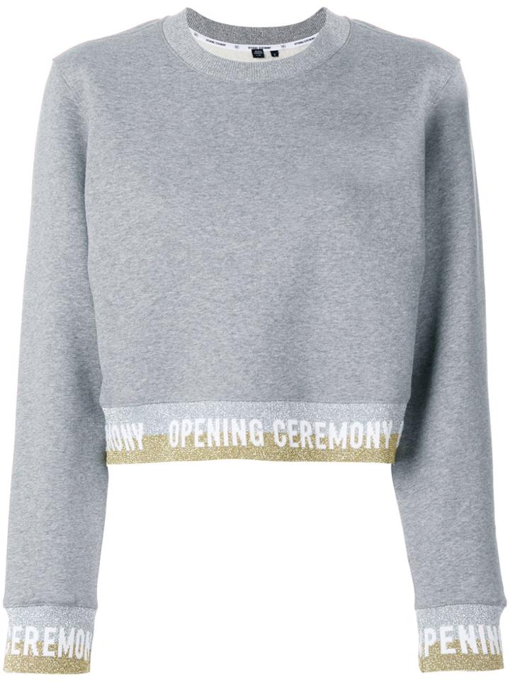 Opening Ceremony Cropped Logo Band Sweatshirt - Grey