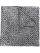 Salvatore Ferragamo Printed Scarf, Men's, Grey, Linen/flax/cashmere