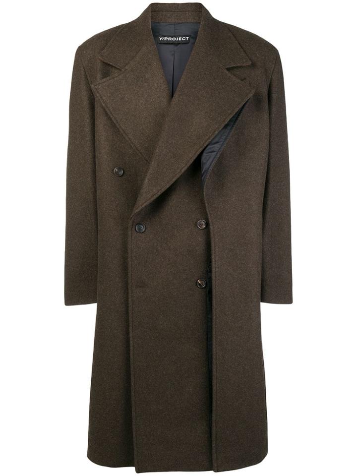 Y / Project Double Breasted Coat - Brown