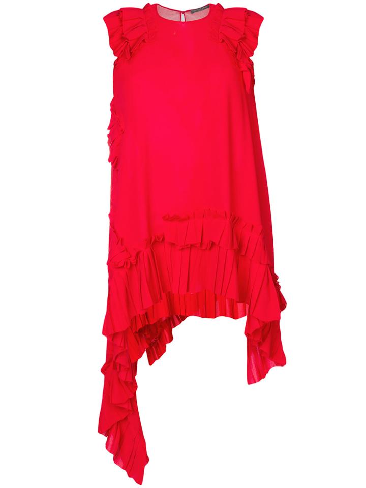 Alexander Mcqueen Asymmetric Ruffle Top - Red