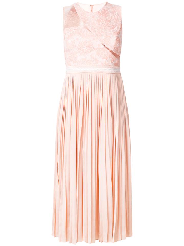 Three Floor Starlight Pleat And Lace Dress - Yellow & Orange
