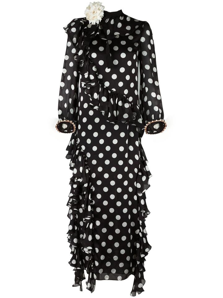 Gucci Ruffled Polka Dot Gown - Black