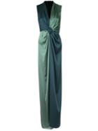 Paule Ka - Long Woven Contrast Dress - Women - Polyester/triacetate - 46, Women's, Green, Polyester/triacetate