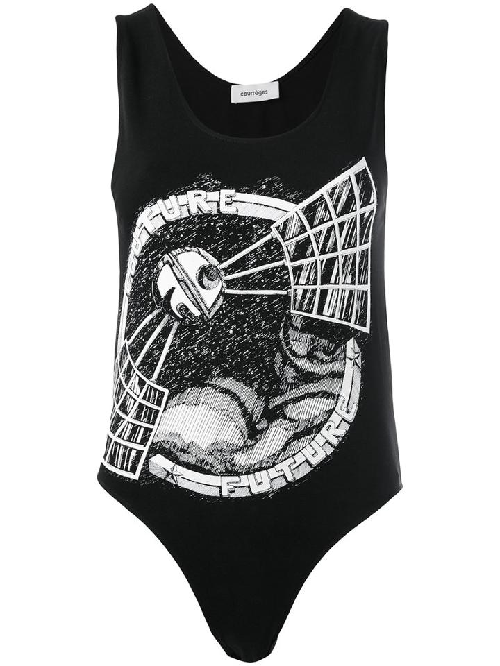 Courrèges - Printed Bodie - Women - Cotton - 3, Black, Cotton