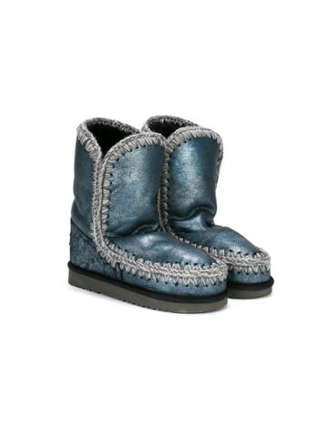 Mou Kids Stitch Detail Snow Boots - Blue