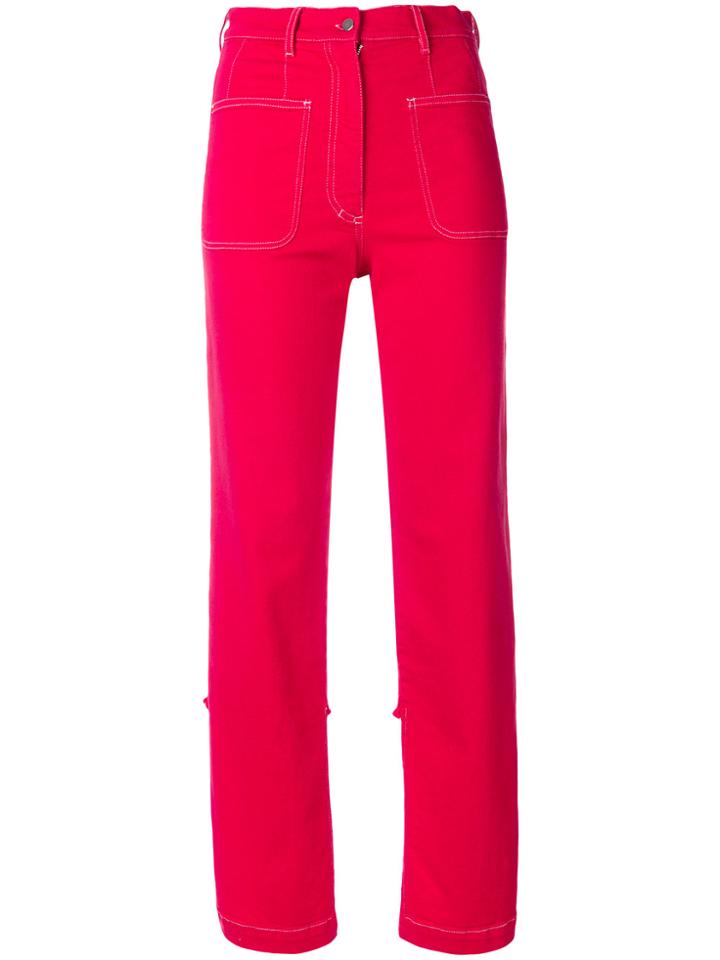 Marios Cut-out Detail Bootcut Jeans - Red