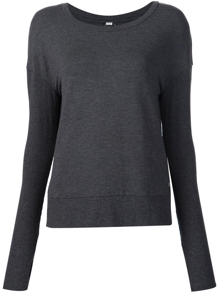 Alo Open Back Sweatshirt, Women's, Size: Small, Grey, Rayon
