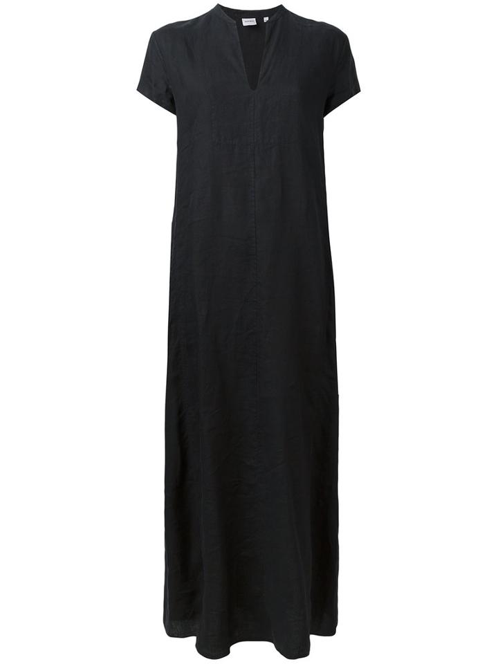 Aspesi - Notched Neckline Dress - Women - Linen/flax - 46, Women's, Black, Linen/flax