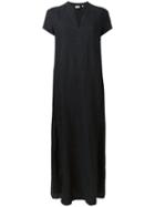 Aspesi - Notched Neckline Dress - Women - Linen/flax - 46, Women's, Black, Linen/flax