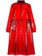 Marine Serre Logo Print Hooded Pvc Rain Coat - Red