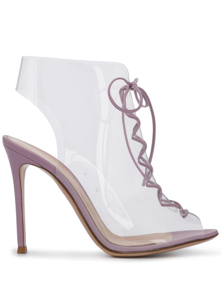 Gianvito Rossi Clear Lace-up Booties - Neutrals