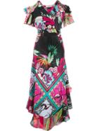 Etro Floral Cold Shoulder Dress, Women's, Size: 44, Black, Silk