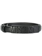 Moschino Logo Plaque Belt, Women's, Size: Large, Black, Leather